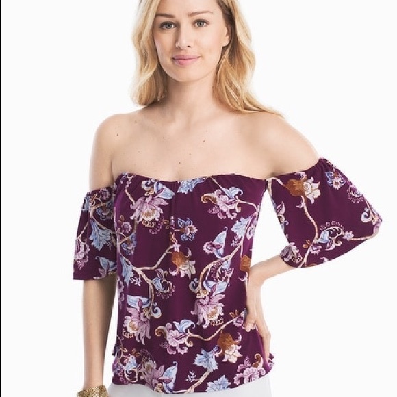 White House Black Market Tops - White House Black Market Floral Off Shoulder Top